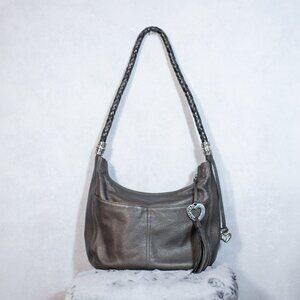 Brighton Womens Ziptop Pebble Leather Hobo Shoulder HandBag Purse